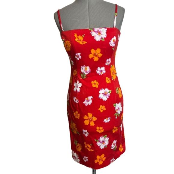 Jones New York Red tropical island Floral Dress size 4 - Picture 1 of 6